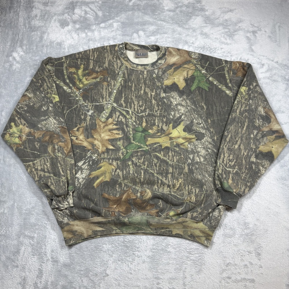 Jerzees Outdoors Sweatshirt Mens 2XL Camo Mossy Oak Crewneck Pullover Hunting